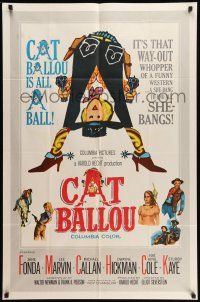 9f136 CAT BALLOU int'l 1sh '65 classic sexy cowgirl Jane Fonda, Lee Marvin, great artwork!