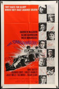 9f140 CHALLENGERS 1sh '70 Darren McGavin races for glory against death, cool F1 car racing artwork