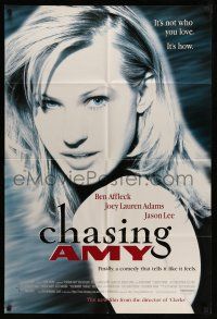 9f143 CHASING AMY 1sh '97 by Kevin Smith, huge image of pretty Joey Lauren Adams!