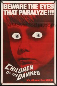 9f145 CHILDREN OF THE DAMNED 1sh '64 beware the creepy kid's eyes that paralyze!
