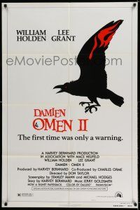 9f175 DAMIEN OMEN II style A 1sh '78 William Holden, Lee Grant, cool art of demonic crow!