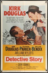 9f195 DETECTIVE STORY 1sh R60 William Wyler, Kirk Douglas knew too much about Eleanor Parker!