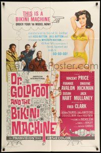 9f212 DR. GOLDFOOT & THE BIKINI MACHINE 1sh '65 Vincent Price, hot babes w/kiss & kill buttons!