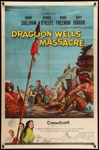 9f215 DRAGOON WELLS MASSACRE 1sh '57 the blood-stained infamy that set a torch to the West!