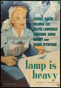 9f311 GENTLE TOUCH English 1sh '57 A Lamp Is Heavy, artwork of sexy English nurse Belinda Lee!