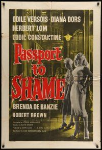 9f697 PASSPORT TO SHAME English 1sh '59 sexiest streetwalker Diana Dors by lamp post!