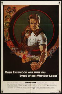 9f241 EVERY WHICH WAY BUT LOOSE 1sh '78 art of Clint Eastwood & Clyde the orangutan by Bob Peak!
