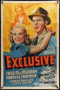 9f246 EXCLUSIVE Other Company 1sh '37 different artwork of Frances Farmer hugging Fred MacMurray!