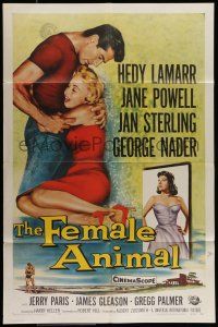 9f261 FEMALE ANIMAL 1sh '58 artwork of sexy Hedy Lamarr & Jane Powell, George Nader!