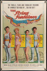 9f284 FLYING FONTAINES 1sh '59 Michael Callan, full-length image of the circus trapeze family!