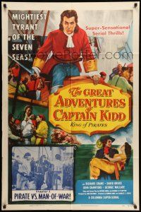 9f326 GREAT ADVENTURES OF CAPTAIN KIDD chapter 1 1sh '53 pirates, swashbuckling super-serial!