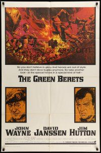 9f338 GREEN BERETS 1sh '68 John Wayne, David Janssen, Jim Hutton, Vietnam War art by McCarthy!