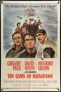 9f347 GUNS OF NAVARONE 1sh '61 Gregory Peck, David Niven & Anthony Quinn by Howard Terpning!