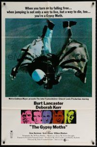 9f349 GYPSY MOTHS style B 1sh '69 Burt Lancaster, John Frankenheimer, cool sky diving image!