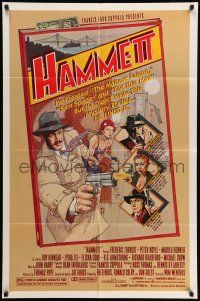 9f353 HAMMETT 1sh '82 Wim Wenders directed, Frederic Forrest, cool detective art by Garland!