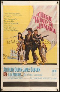 9f379 HIGH WIND IN JAMAICA 1sh '65 cool art of pirates Anthony Quinn & James Coburn!