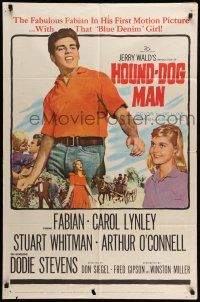 9f393 HOUND-DOG MAN 1sh '59 Fabian starring in his first movie with pretty Carol Lynley!