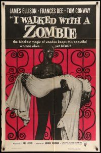 9f407 I WALKED WITH A ZOMBIE style A 1sh R56 classic Val Lewton & Jacques Tourneur voodoo horror!