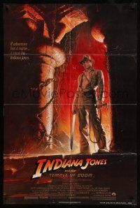 9f421 INDIANA JONES & THE TEMPLE OF DOOM NSS style 1sh '84 Harrison Ford, Bruce Wolfe art!