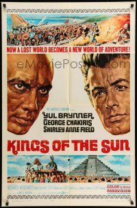 9f479 KINGS OF THE SUN style B 1sh '63 Frank McCarthy art of Yul Brynner and George Chakiris!