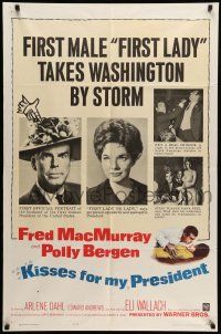 9f483 KISSES FOR MY PRESIDENT 1sh '64 Fred MacMurray, Polly Bergen, is America prepared!