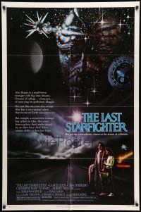 9f493 LAST STARFIGHTER 1sh '84 Lance Guest, great sci-fi art by Charles de Mar!