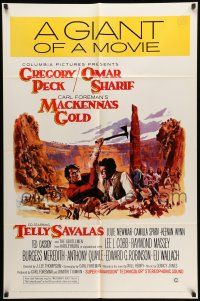 9f540 MacKENNA'S GOLD style C int'l 1sh '69 art of Gregory Peck fighting Omar Sharif!