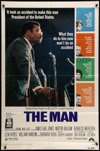 9f551 MAN 1sh '72 James Earl Jones as the 1st pretend black U.S. President, written by Rod Serling!