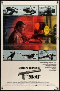 9f580 McQ 1sh '74 John Sturges, John Wayne is a busted cop with an unlicensed gun!