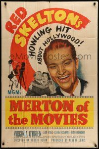 9f586 MERTON OF THE MOVIES 1sh '47 Red Skelton's howling hit about Hollywood!