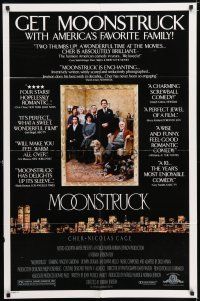 9f609 MOONSTRUCK style C 1sh '87 Nicholas Cage, Olympia Dukakis, Cher, great cast portrait!