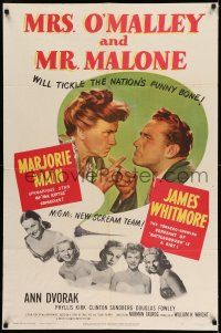 9f616 MRS. O'MALLEY & MR. MALONE 1sh '51 Marjorie Main & Whitmore tickle the nation's funny bone!