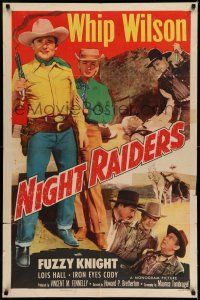 9f640 NIGHT RAIDERS 1sh '52 great full-length of Whip Wilson plus Iron Eyes Cody with knife!