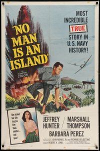9f645 NO MAN IS AN ISLAND 1sh '62 U.S. Navy sailor Jeffrey Hunter fought in Guam by himself!