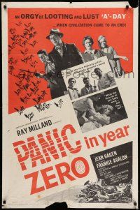 9f691 PANIC IN YEAR ZERO style A 1sh '62 Ray Milland, Hagen, Frankie Avalon, orgy of looting & lust