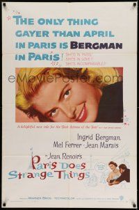 9f695 PARIS DOES STRANGE THINGS 1sh '57 Jean Renoir's Elena et les hommes, Ingrid Bergman!