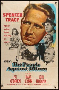 9f701 PEOPLE AGAINST O'HARA 1sh '51 Spencer Tracy against sinister forces that prey on youth!