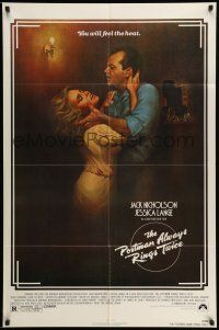 9f721 POSTMAN ALWAYS RINGS TWICE 1sh '81 art of Jack Nicholson & Jessica Lange by Rudy Obrero!