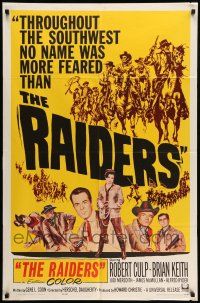 9f737 RAIDERS 1sh '64 Robert Culp, Brian Keith, Judi Meredith, cool western artwork!
