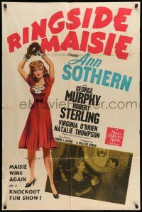 9f751 RINGSIDE MAISIE 1sh '41 great full-length art of Ann Sothern tapping boxing gloves over head!