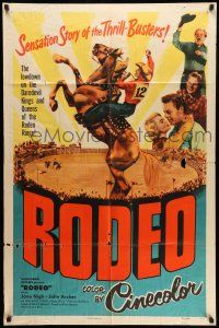 9f757 RODEO 1sh '52 lowdown on Daredevil Kings & Queens of the Rodeo Rings, Jane Nigh!