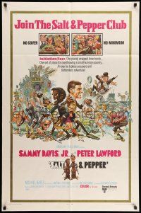 9f766 SALT & PEPPER 1sh '68 great artwork of Sammy Davis & Peter Lawford by Jack Davis!