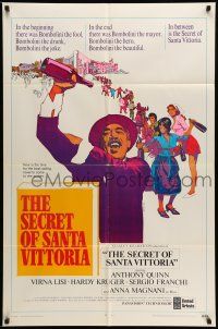 9f773 SECRET OF SANTA VITTORIA int'l 1sh '69 Anthony Quinn, Virna Lisi, cool Bob Peak artwork!