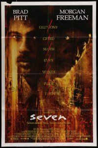 9f778 SEVEN DS 1sh '95 David Fincher, Morgan Freeman, Brad Pitt, deadly sins!