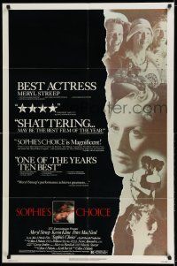9f810 SOPHIE'S CHOICE 1sh '82 Alan J. Pakula directed, Meryl Streep, Kevin Kline, Peter MacNicol