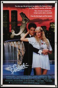9f819 SPLASH 1sh '84 Tom Hanks loves mermaid Daryl Hannah in New York City under Twin Towers!