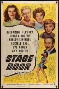 9f823 STAGE DOOR style A 1sh R53 Katharine Hepburn, Ginger Rogers, Adolphe Menjou!
