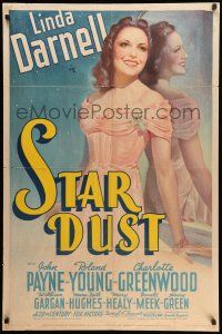 9f827 STAR DUST 1sh '40 best stone litho of beautiful 17 year-old actress Linda Darnell!