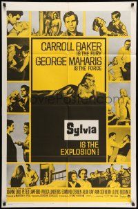 9f854 SYLVIA 1sh '65 sexy Carroll Baker is the fury, George Maharis is the force!