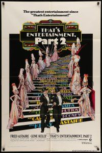 9f873 THAT'S ENTERTAINMENT PART 2 style B 1sh '75 artwork of Fred Astaire, Gene Kelly & showgirls!